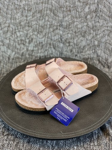 Birkenstock Arizona Shearling Sandal Size 38 Women's Desert Dust Light Rose - Picture 2 of 8