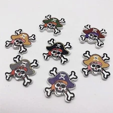 Pkg of 60 PIRATE SKULL 2-hole 1" x 7/8" White Wood Buttons Craft (1065)