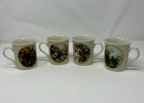 Lenox China Nature's Collage Mug Collection 3 5/8" Tall Coffee Tea Set of 4 