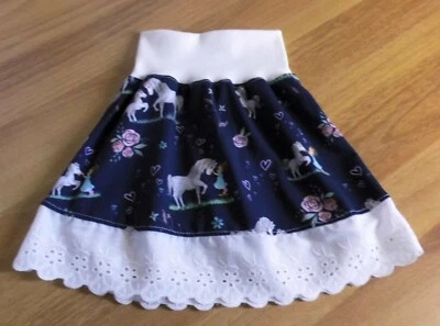 Mädchen Rock Jerseyrock Gr. 98 / 104 Pferdchen Dunkelblau Handmade - Bild 1 von 2