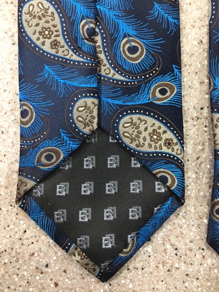 Corbata Bachrach para hombre 100 % seda azul cachemira Foto 4 de 4