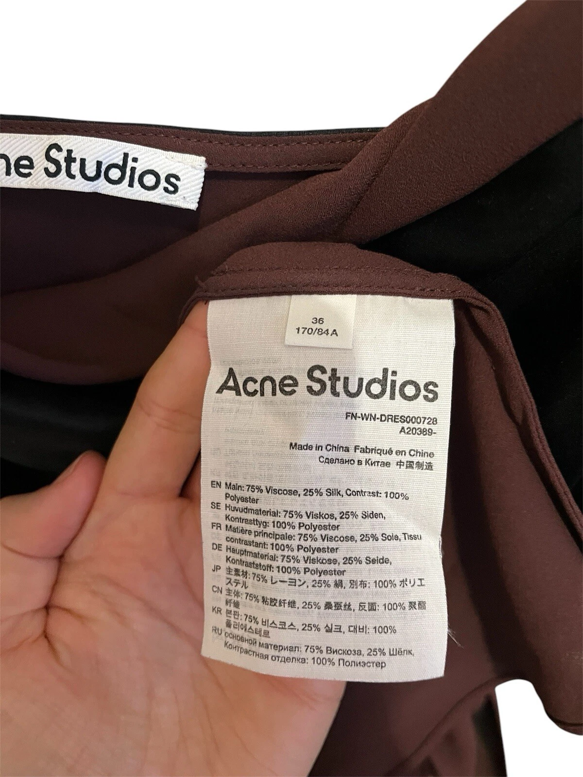 Mini abito doppio strato in raso Acne Studios Taglia S