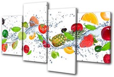 Essen K&uuml;che frische Fr&uuml;chte spritzen MULTI LEINWANDBILD WANDBILD Bild Druck VA