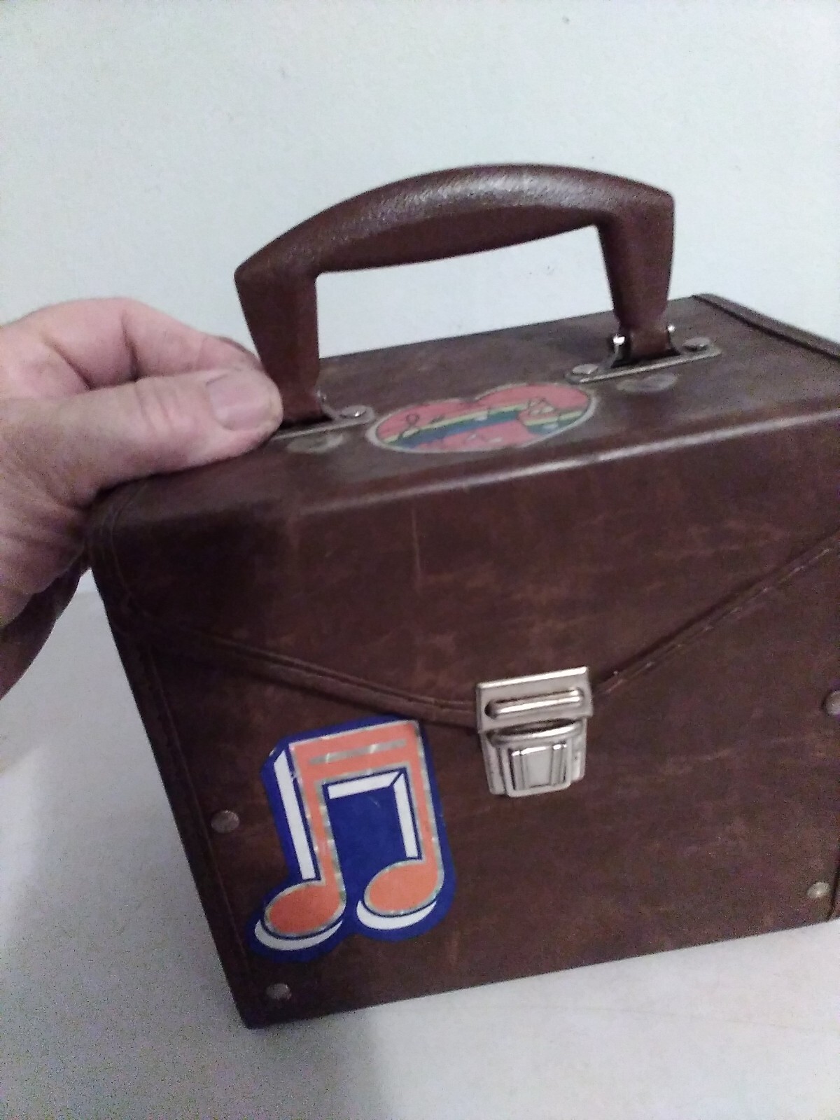 Vintage 70's Faux leather 45 RPM 7" Record Carrying Case Holder with