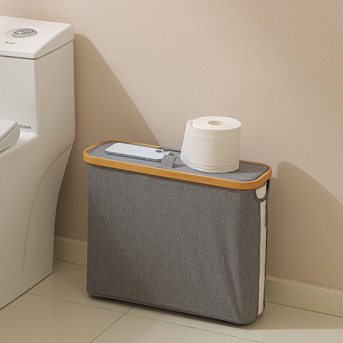 Waterproof Toilet Paper Storage Basket w/Lid - Bathroom Organizer Basket - Picture 7 of 14