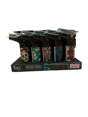 Eagle Sky Torch SUGAR SKULL Gun Jet Lighter Butane Refillable Assorted (4 Pack)