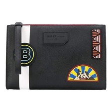 Bally Skid 6231800 Black Coated Canvas Clutch...