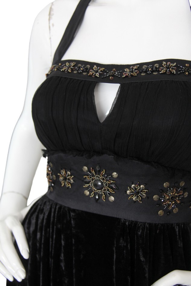 Vintage 90s Sue Wong Nocturne Black Silk Velvet B… - image 5