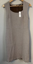 Ann Taylor Dress Size 8 Women's Brown Tan Houndstooth Sheath Career NWT Zip Back