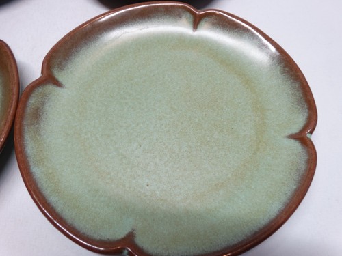 Set of 4 Vtg Frankoma Pottery Dessert Bread Plates Plainsman Prairie Green 5GS - Picture 6 of 10
