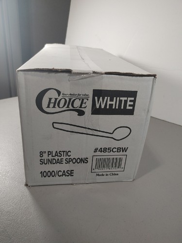 Choice 8" Plastic Sundae Spoons 1000/case White - Picture 2 of 2