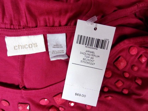 CHICO'S APPAREL DESLUMBRANTE TOP PEPLUM BELMONT ROSA CHICOS TALLA 0 = 4/6 NUEVO CON ETIQUETAS $69 - Imagen 6 de 6