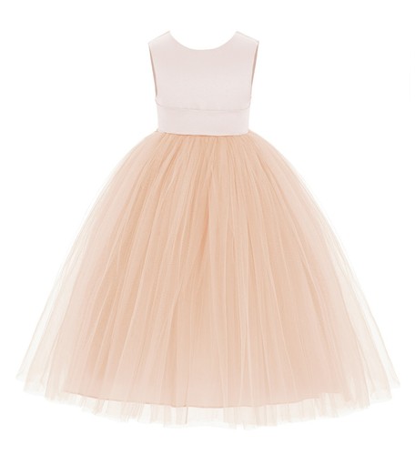 Satin Flower Girl Dress with Bow Party Dresses Bridesmaid Dress Graduation Dress - Picture 7 of 29