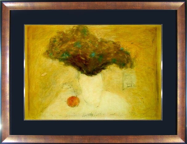 ロイ フェアチャイルド ウッダート　Florence Roy Fairchild Letter and Blue Flowers Silkscreen Framed Signed
