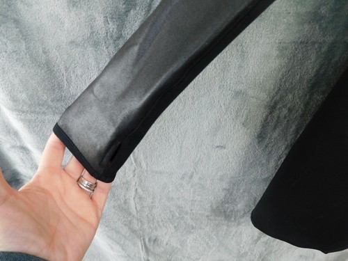 Spanx Giacca Donna Piccola Nera Drappeggio Anteriore Ecopelle Maniche Moto Capsula - Foto 3 di 11