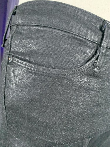 Pantalones de mezclilla elásticos negros metálicos EARNEST SEWN para mujer, talla 26" - Imagen 8 de 10