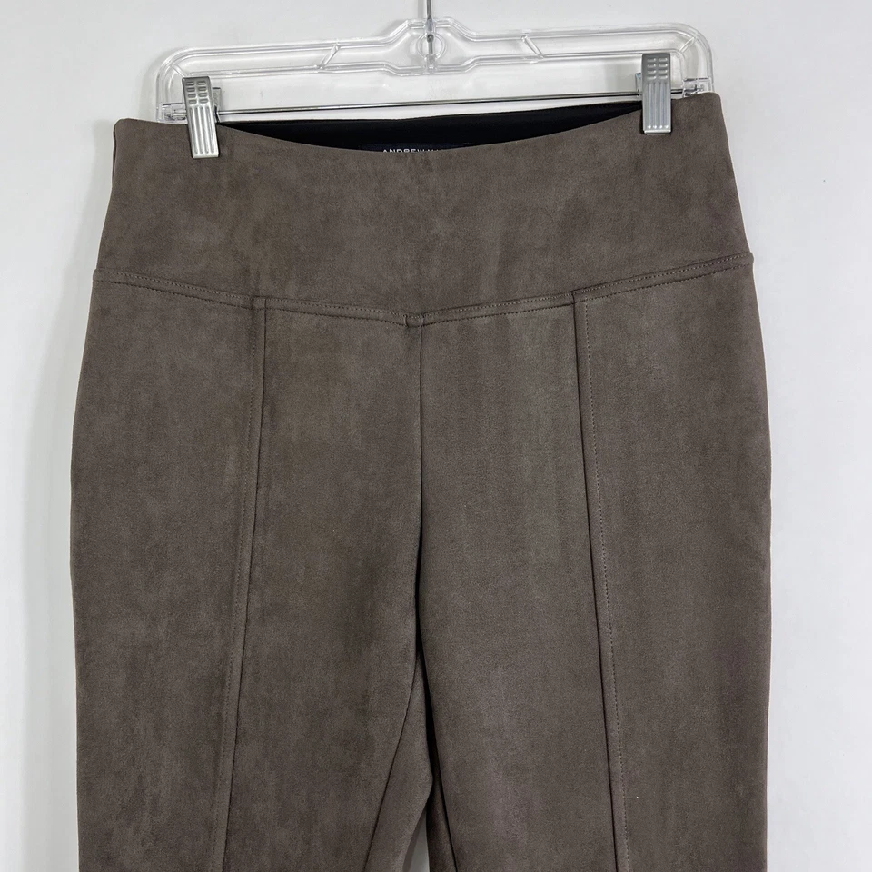Pantalones Andrew Marc Para Mujer Pequeños Imitación Gamuza Tirar Alto Gris Leggings Foto 2 de 4