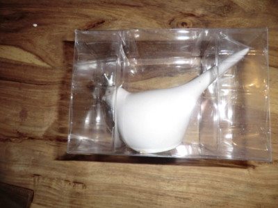 Rayher---Vogel 16 cm aus Ton mit silberner Krone - Rayher--NEU----OVP