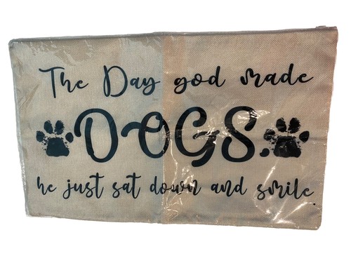 Housse d'oreiller rustique jet de jute 19"x12" avec fermeture éclair, The Day God Made Dogs - Photo 1 sur 3