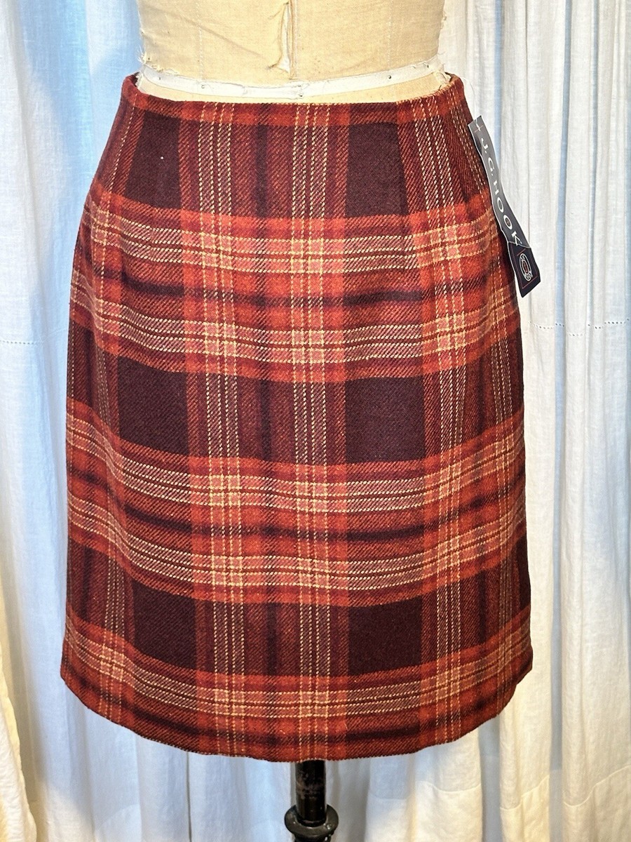 Wool Skirt Brown And Red Plaid Skirt Womens Red Plaid Straight