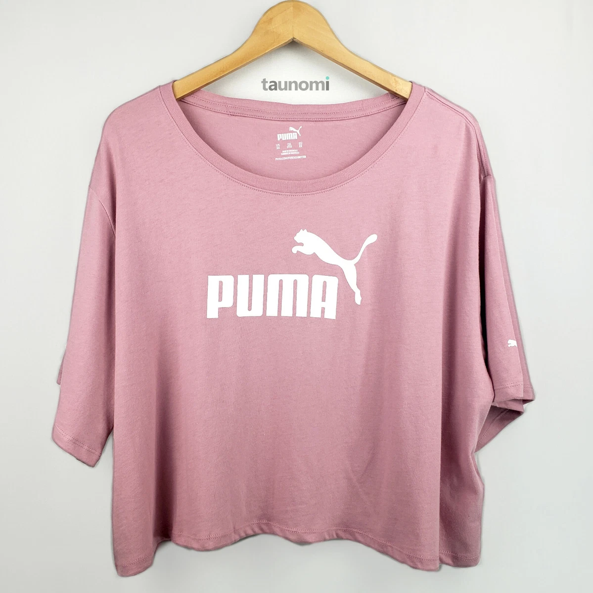 PUMA Essential Plus Sized Crop Logo T Shirt Tee Rose Pink 2X eBay