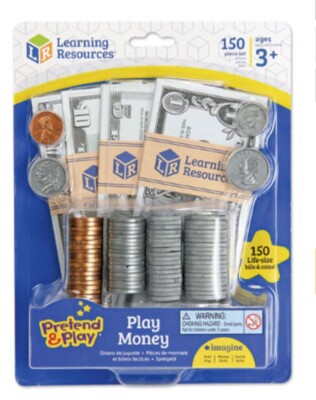 Learning Resources Pretend Play Money - 150 Pieces, Ages 3+ Play Money for Kids,