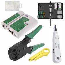 RJ45 TOOL KIT ETHERNET CABLE CRIMPING CRIMPER NETWORK TESTER PUNCH DOWN SET NEW