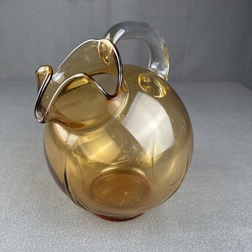 Cambridge Glass Amber 80 Oz Tilted Ball Pitcher 9.5" - Picture 3 of 12