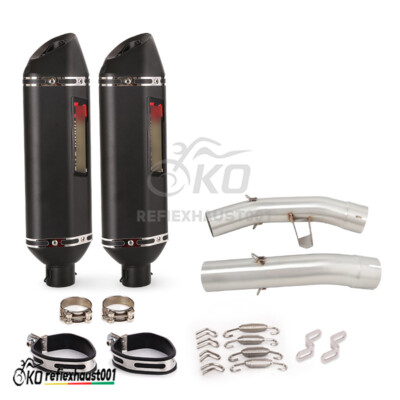 For Yamaha FJR1300 2001-2023 Motorcycle Exhaust Mid Link Pipe 470mm Muffler Tips