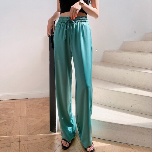 Satin Pants Wide Leg Trousers Silky 