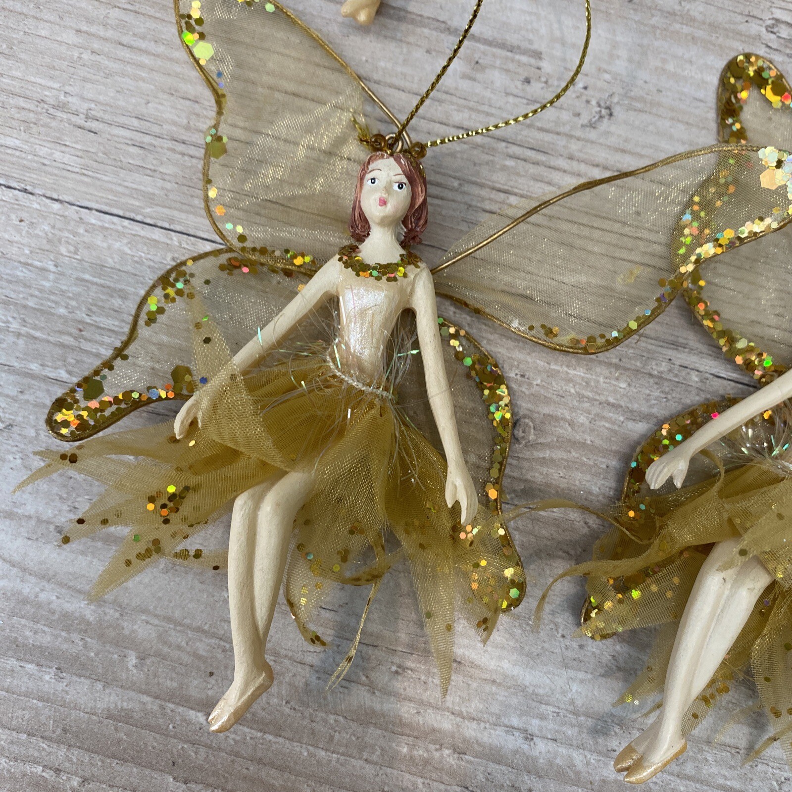  GOLD GLITTER FAIRY TREE ORNAMENTS eBay