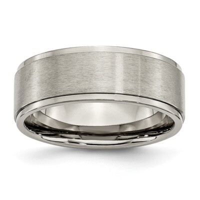 Stechbeitel Titan gebürstet Mitte 8 mm geriffelt Kantenband S:14; Damen & Herren