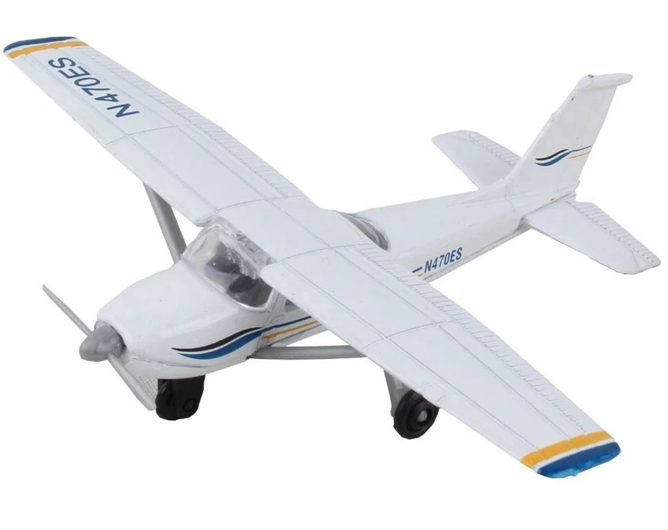Runway 24 Cessna 172 (Blue/White) N470ES Daron Collectible Diecast Airplane - Image 3 of 3