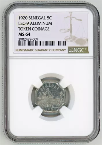Senegal, Rufisque - 1920 Chambre De Commerce 5c Token in NGC MS 64