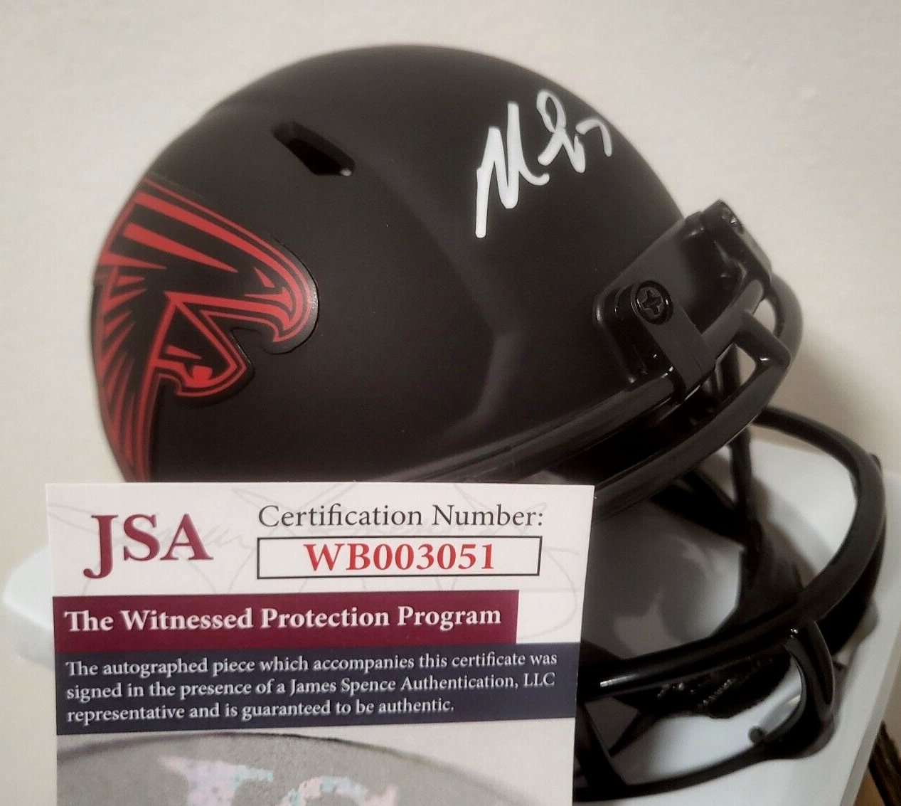 MICHAEL VICK ATLANTA FALCONS SIGNED AUTOGRAPHED ECLIPSE BLACK MINI HELMET JSA 
