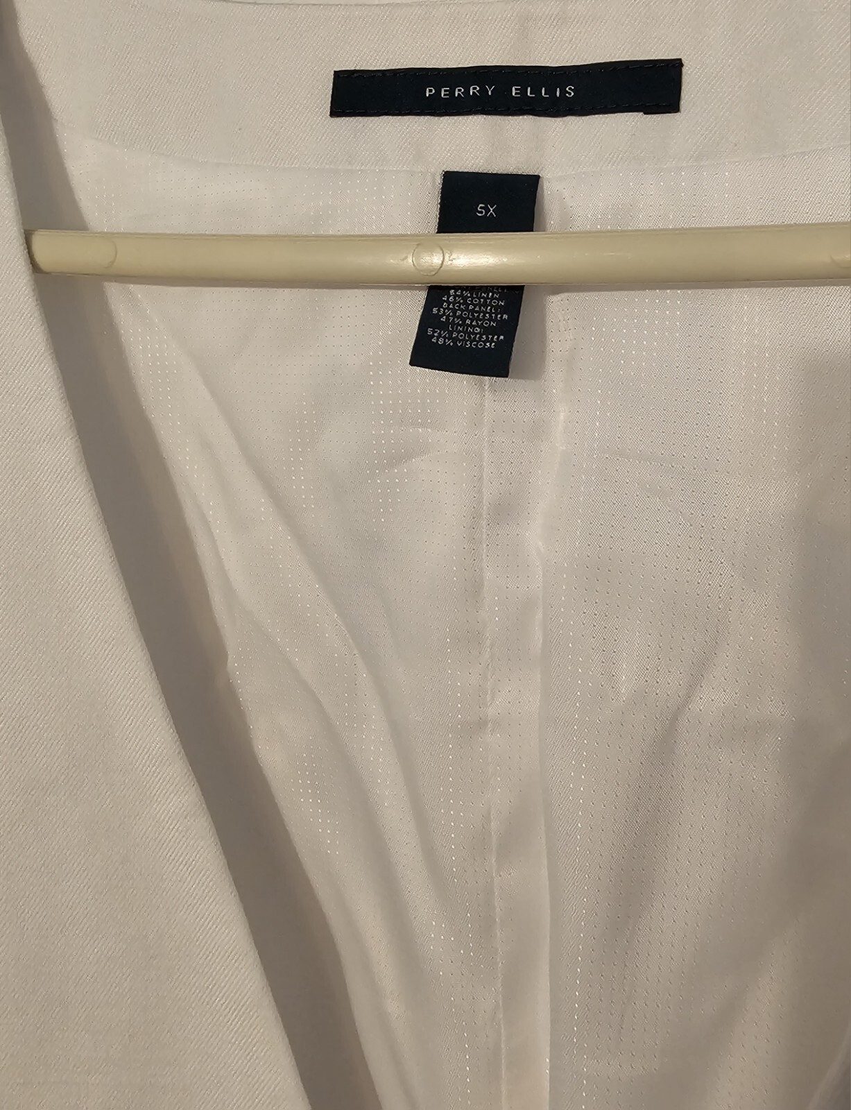 Perry Ellis White Linen Suit Vest Size 5XL