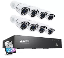 ZOSI H.265+5MP PoE Home Security Outdoor Camera System Human Detection 2TB HDD
