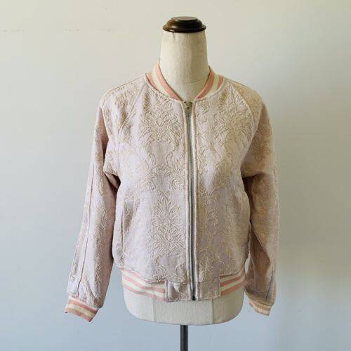 Spell Anastasia Pink Brocade Bomber Jacket Size S Embroidered Gypsy Boho - Picture 3 of 15