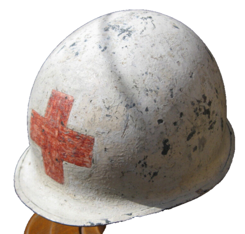 Vintage Original M-1 Helmet post WW2 WWII medic Infantry Div. M1  Named Liner - Afbeelding 1 van 9