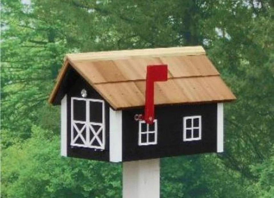 Amish Barn Mailbox Cedar Wood Painted Barn Mailbox 22.5" x 14.5" x 13" - Image 2 of 4