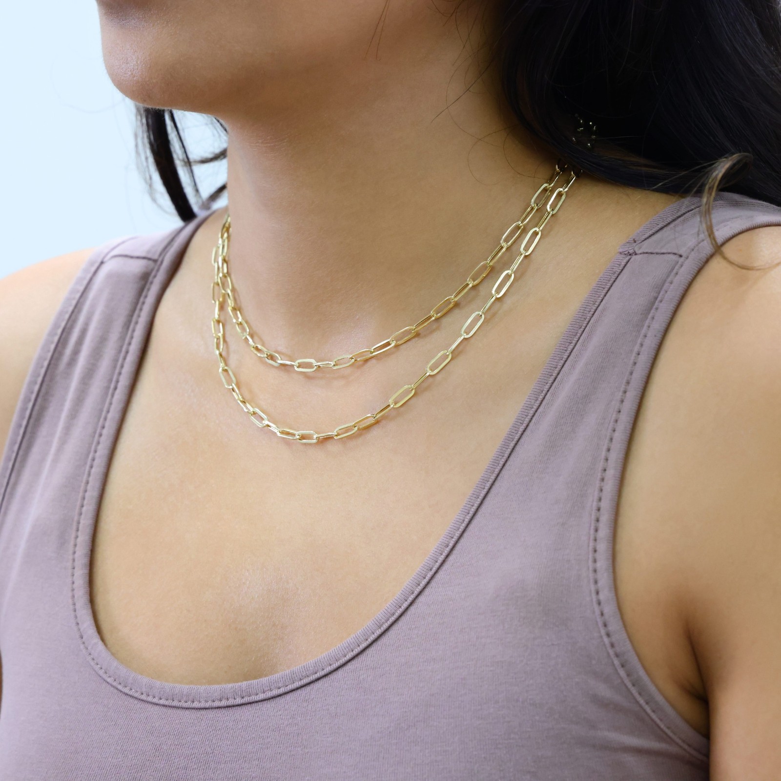 10k Yellow Gold 4mm Paperclip Chain Rolo Dainty Link Cable Necklace Womens 18"