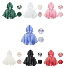 Women Short Coat Performance Cape Cosplay Hooded Cloak Lightweight Shawl Party