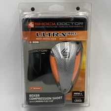 Shock Doctor Ultra Pro Boxer Compression Shorts Carbon Flex Cup Size Large BLACK