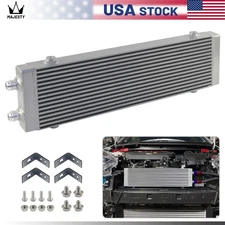 Universal Dual Pass Bar & Plate Oil Cooler Large - Silver Core:18.5"x5.5"x1.58"