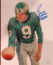 SONNY JURGENSEN EAGLES REDSKINS DUKE SIGNED AUTOGRAPHED 8x10 PHOTO HOF JSA