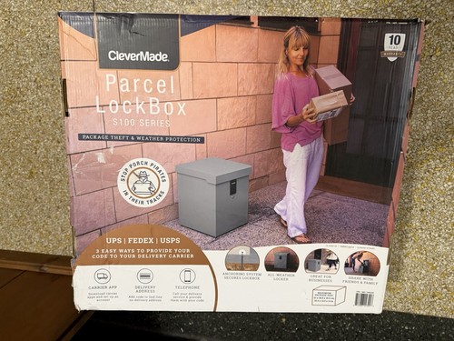 ✨NEW CLEVERMADE Parcel LockBox S100 Series Secure Outside Delivery Lock Box GRAY