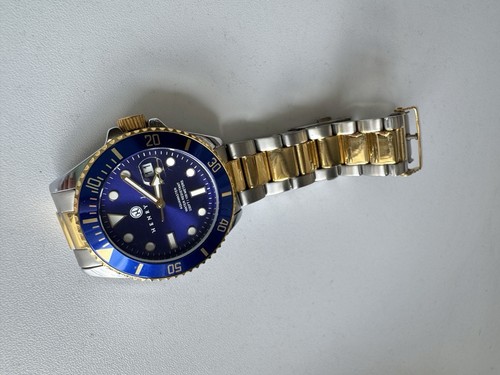 Orologio subacqueo Henry Jay quarzo placcato oro 23 carati acciaio inox Aquamaster - Foto 13 di 16