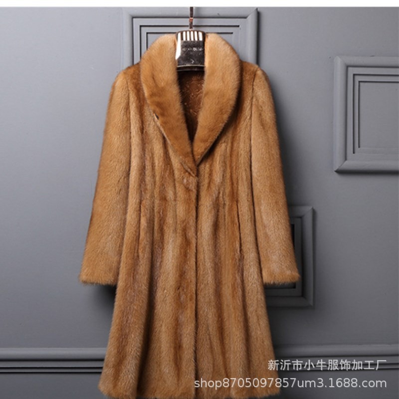 Luxury Women's Faux Mink Fur Coat Warm Mid Long Mink Fur Coat Slimming Jackets