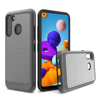 GSA Slim Brushed Case w/Edge Design for Samsung Galaxy A21 - Gray