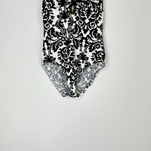 Tommy Bahama Ausschnitt V-Ausschnitt Einteiler Neckholder Badeanzug Gr. 10 schwarz weiß Print - Bild 5 von 14